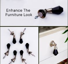Black Octagon Teardrop Glass Pull Cabinet Knob