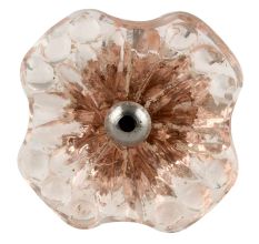 Pink Square Glass Flower Cabinet Knobs