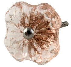 Pink Square Glass Flower Cabinet Knobs