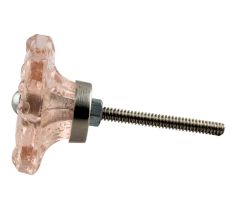 Pink Square Glass Flower Cabinet Knobs