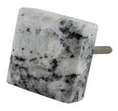Grey Black Square Stone Cabinet Knob