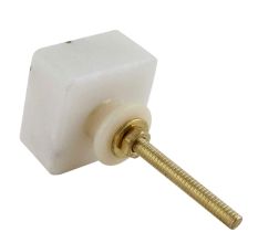 White Square Stone Gold Cross Dresser Knob