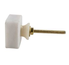 White Stone Square Gold Cross Dresser Knob