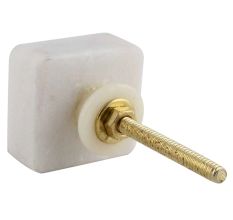 White Stone Square Gold Cross Dresser Knob