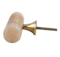 Baby Pink Resin And Wood Round  Cabinet Knobs