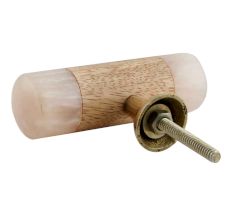 Baby Pink Resin And Wood Round  Cabinet Knobs
