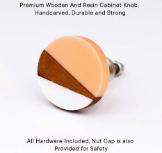 Round Wooden And Resin Cabinet Knob