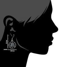 Sun Design Symbols 92.5 Sterling Silver Earrings With Circular Border