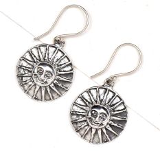 Sun Face 92.5 Sterling Silver Earrings For Women