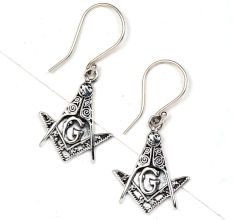G Letter 92.5 Sterling silver Earrings Engraved Tribal Design Earrings