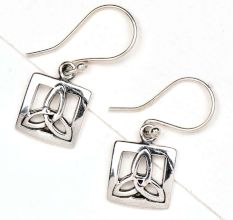 92.5 Sterling Silver Earrings Celtic Knot In Square knot Design