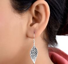 Long Autumn Leaf 92.5 Sterling Silver Earrings
