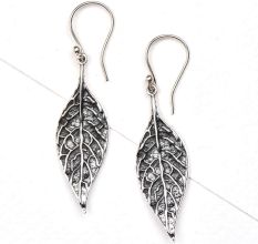 Long Autumn Leaf 92.5 Sterling Silver Earrings