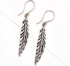 Long Indian leaf 92.5 Sterling silver Earrings For Daily Office Wear