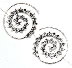 Open Circle Leaf Pattern 92.5 Silver Sterling Earrings