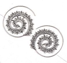 Open CircleÂ  92.5 Silver Sterling EarringsÂ  with Leaf pattern