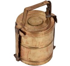 Golden Brass Tiffin Box With Two Compartments