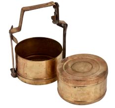 Golden Brass Tiffin Box With Two Compartments