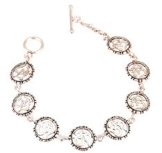 Om Coin Charm 92.5 Sterling Silver Bracelet For women