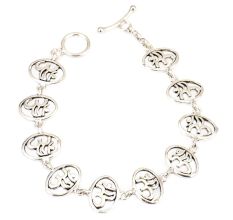 Round Om Charms 92.5 Sterling Silver Bracelet For good Luck