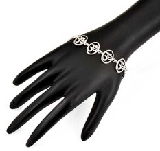 Round Om Charms 92.5 Sterling Silver Bracelet For good Luck