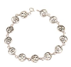Adjustable Om Charm 92.5 Sterling Silver Bracelet In Delicate rings