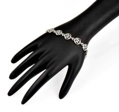 Adjustable Om Charm 92.5 Sterling Silver Bracelet In Delicate rings