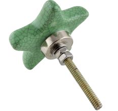 Green Star Crackle Ceramic Knob