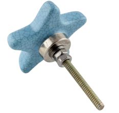 Turquoise Star Crackle Ceramic Knob
