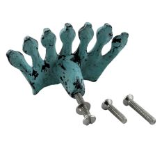 Antique Sea Green Crown Iron Cabinet Knob