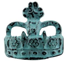 Antique Sea Green Crown Iron Dresser Knob