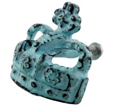 Antique Sea Green Crown Iron Dresser Knob