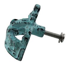 Antique Sea Green Crown Iron Dresser Knob