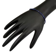 Navy Blue Lapiz Lazuli Beaded Bracelet With Extension Chain