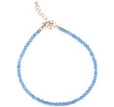 Blue Chalcedony Beaded Bracelet With Extension Chain