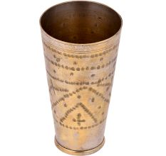 Hand Carved  Dotted Brass Lassi Glass Cup For Home Decoration