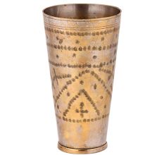 Hand Carved  Dotted Brass Lassi Glass Cup For Home Decoration