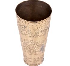 Mixed Flowers Engraved brass lassi Glass Cup