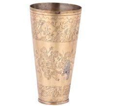Mixed Flowers Engraved brass lassi Glass Cup
