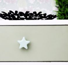 Solid Sage Green Star Ceramic Cabinet Knob