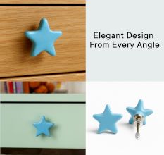 Solid Turquoise Star Ceramic Cabinet Knob