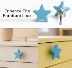 Solid Turquoise Star Ceramic Cabinet Knob