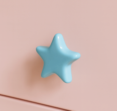 Solid Turquoise Star Ceramic Cabinet Knob