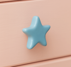 Solid Turquoise Star Ceramic Cabinet Knob