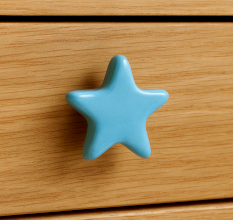 Solid Turquoise Star Ceramic Cabinet Knob