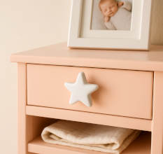 Solid White Star Ceramic Cabinet Knob