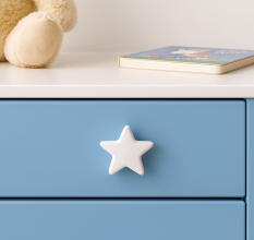 Solid White Star Ceramic Cabinet Knob