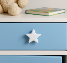 Solid White Star Ceramic Cabinet Knob