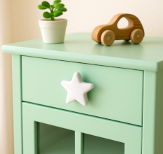 Solid White Star Ceramic Cabinet Knob