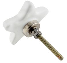 Solid White Star Ceramic Cabinet Knob